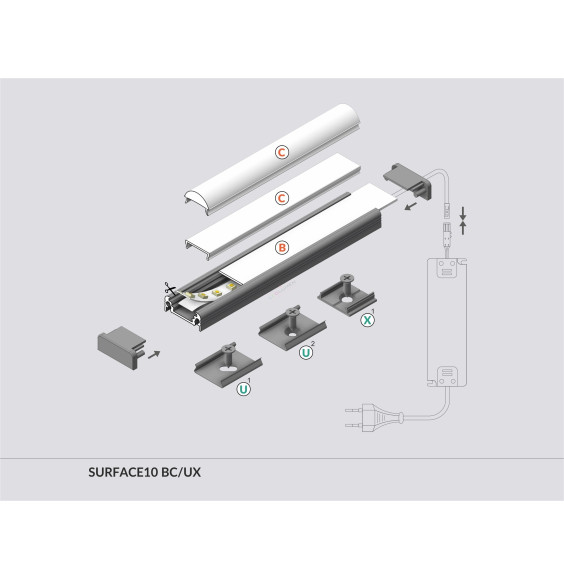 Profil LED SURFACE10 BC/UX