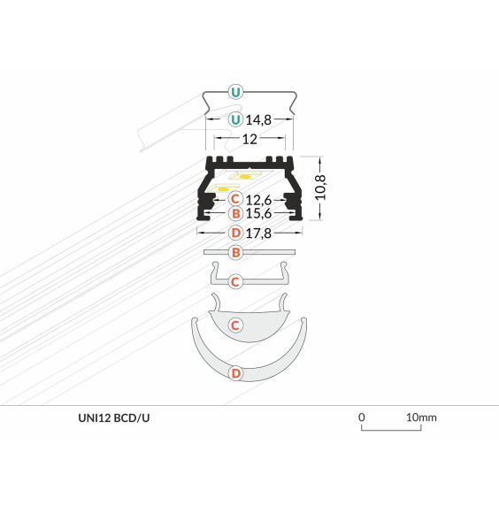 Profil LED UNI12 BCD/U