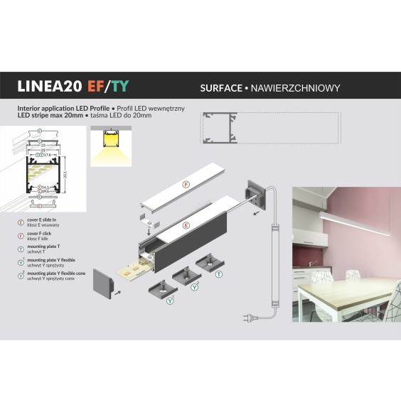 Profil LED LINEA20 EF/TY