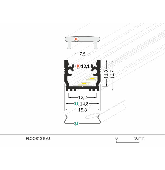 Profil LED FLOOR12 K/U