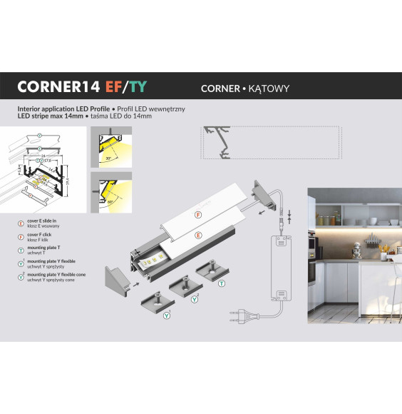 Profil LED CORNER14 EF/TY