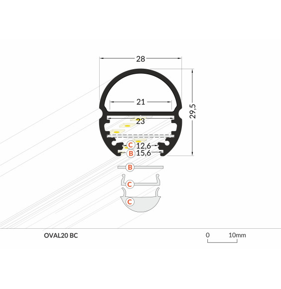 Profil LED OVAL20 BC