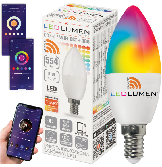 C37-AP E14 5W LED WiFi CCT+RGB