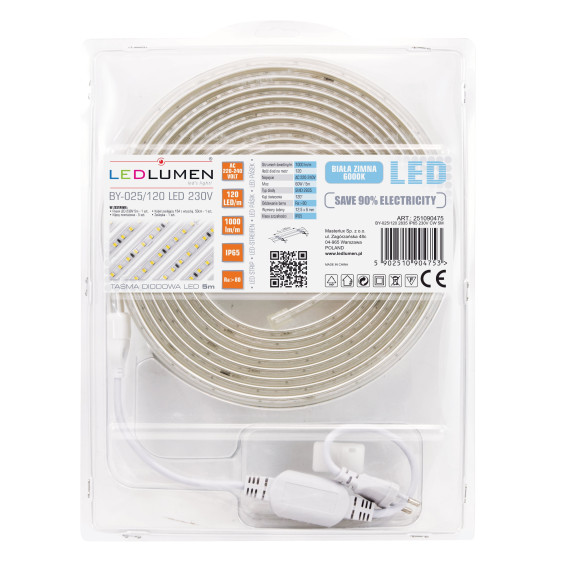BY-025/120LED 230V 5m 2835 IP65 CW