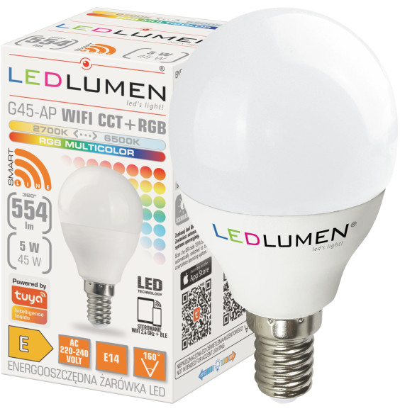 G45-AP E14 5W LED WiFi CCT+RGB