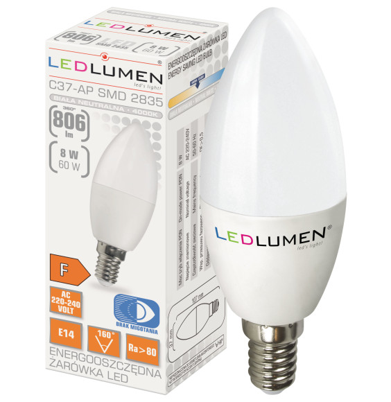 C37-AP E14 8W 806lm 15x2835 LED NW