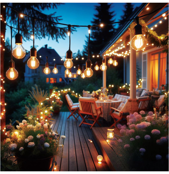 Girlanda ogrodowa 10m IP65 10xE27 LED 1W biała ciepła łańcuch świetlny