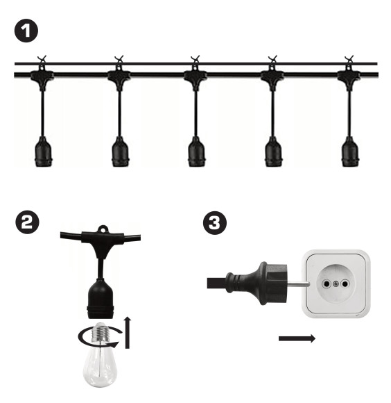 Girlanda ogrodowa 20m IP65 40xE27 LED 1W biała ciepła łańcuch świetlny