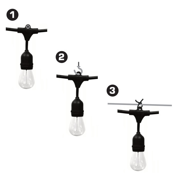 Girlanda ogrodowa 20m IP65 40xE27 LED 1W biała ciepła łańcuch świetlny