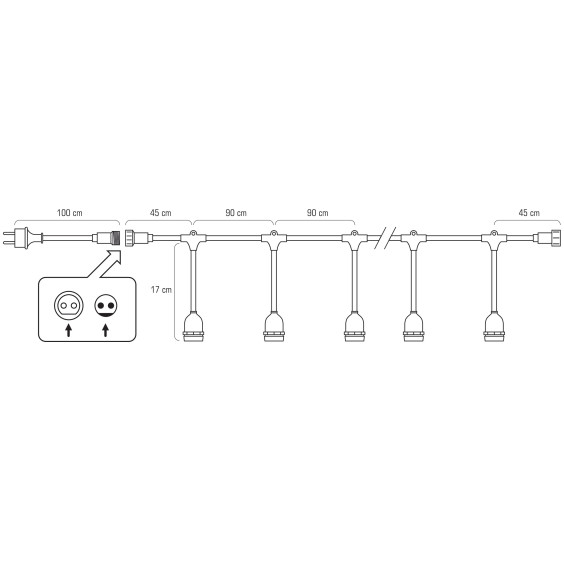 Girlanda ogrodowa 10m IP65 10xE27 LED 1W biała ciepła łańcuch świetlny
