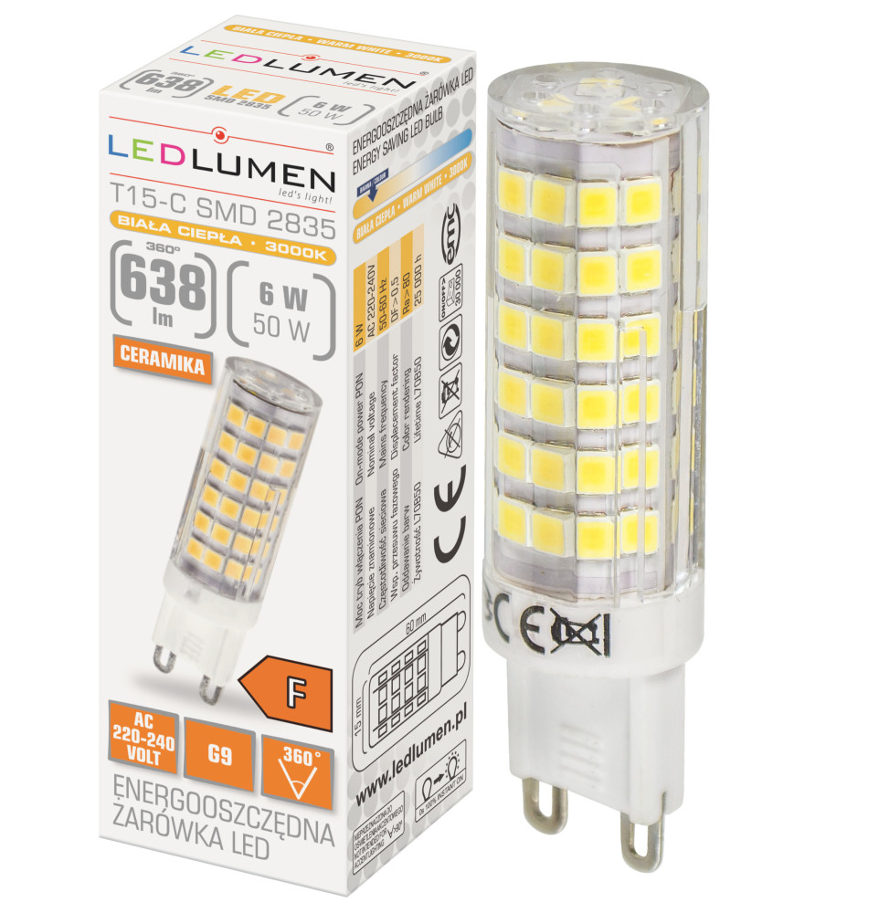 Żarówka T15-C G9 6W 230V 75x2835 LED biała ciepła