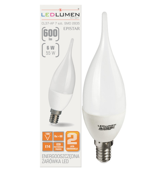Żarówka CL37-AP E14 6W 7x2835 LED CCD 600lm biała zimna