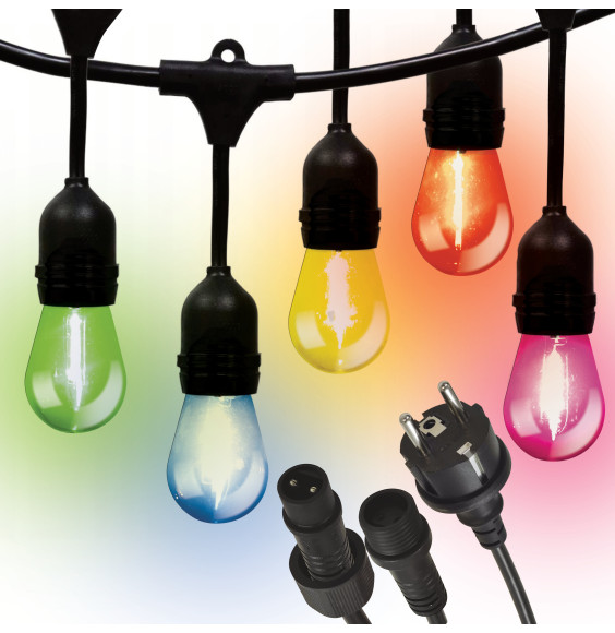 Girlanda ogrodowa 20m IP65 20xE27 LED 1W kolorowe łańcuch świetlny