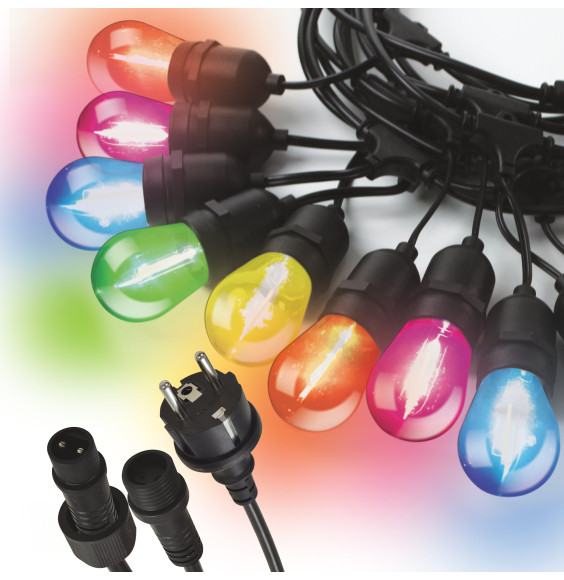 Girlanda ogrodowa 20m IP65 40xE27 LED 1W kolorowe łańcuch świetlny