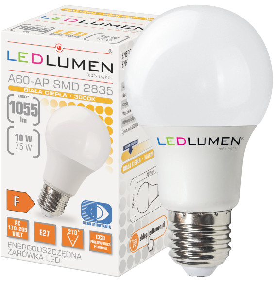 Zestaw 6x żarówka LED A60-AP E27 10W 972lm barwa biała ciepła