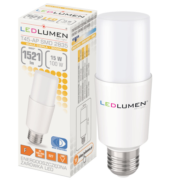Żarówka LED T45-AP E27 15W 1521lm LED WW
