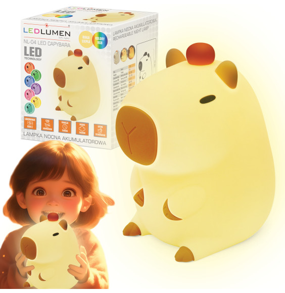 Lampka nocna silikonowa LED dla dzieci NL-04 KAPIBARA