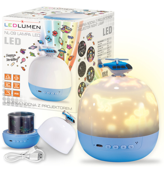 Lampka nocna LED dla dzieci projektor gwiazd NL-09 HELIKOPTER