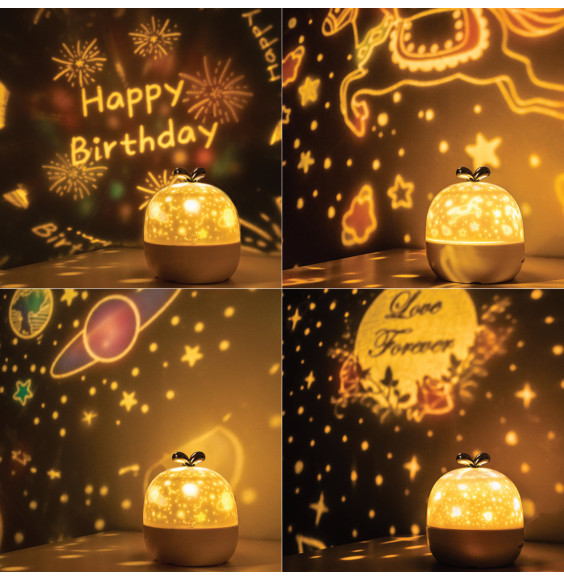 Lampka nocna LED dla dzieci projektor gwiazd NL-08 JABŁKO