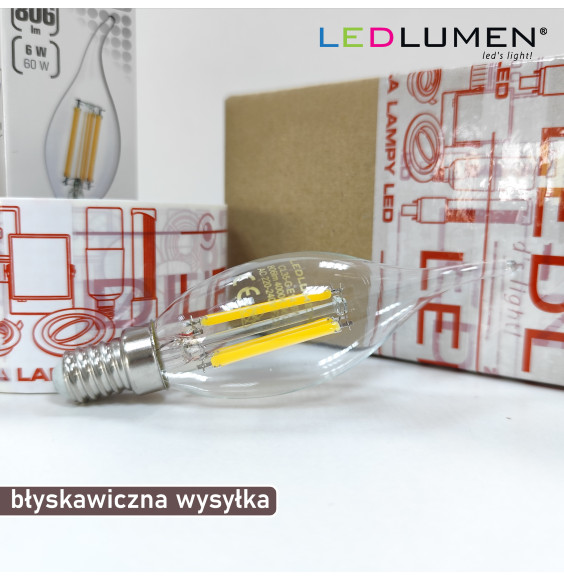 Żarówka LED CL35-G E14 230V 6W FILAMENT 806lm biała neutralna