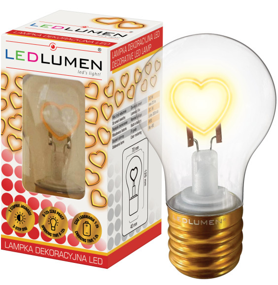 Lampka dekoracyjna LED z akumulatorem NL-05 żarówka SERCE