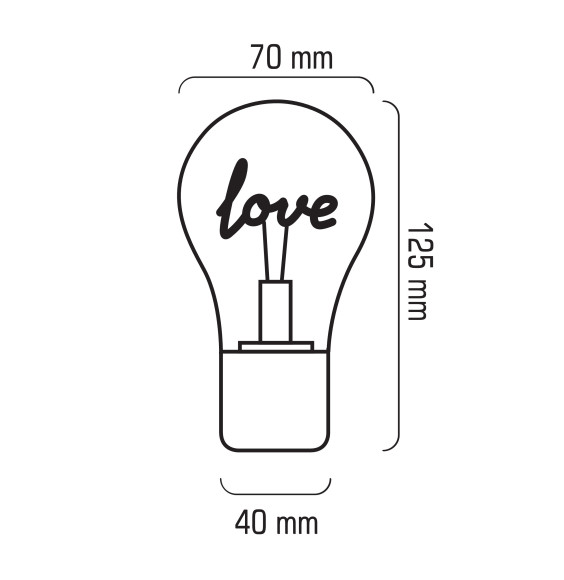 Lampka dekoracyjna LED z akumulatorem NL-06 żarówka LOVE
