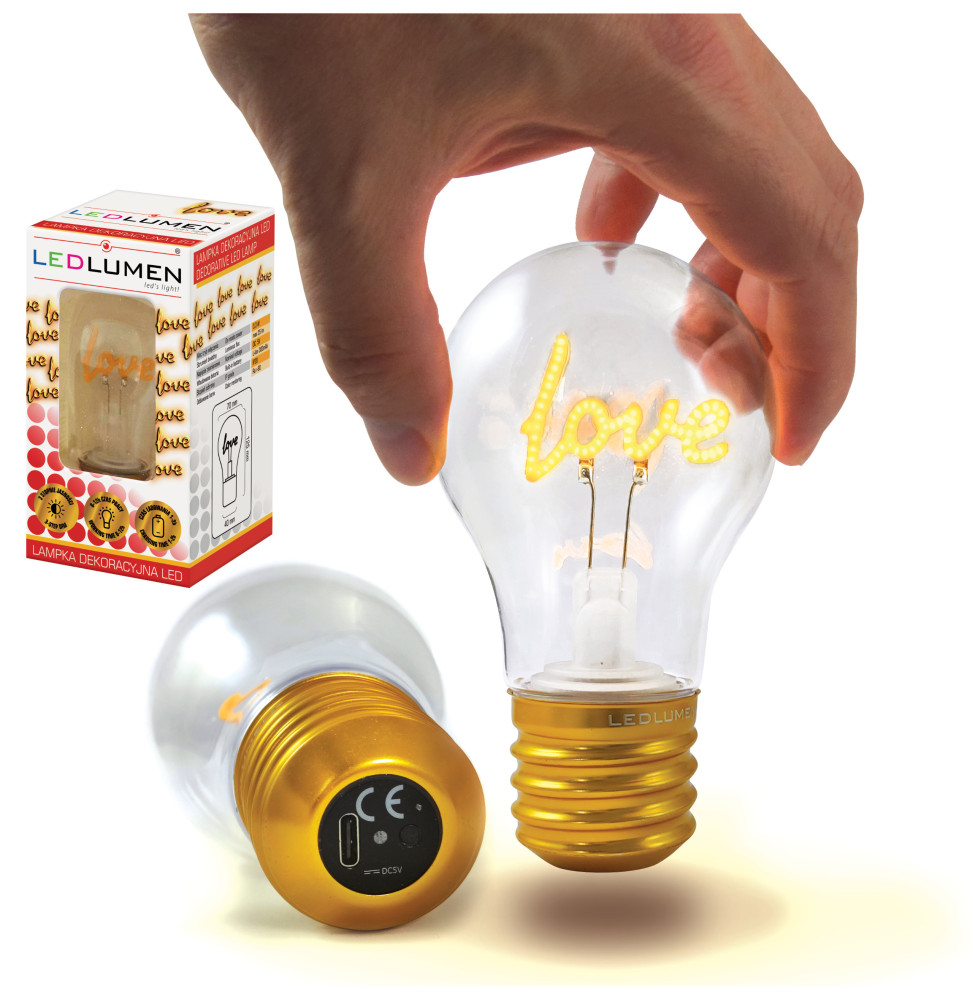 NL-06 Lampka dekoracyjna LED USB-C filament LOVE