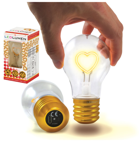 Lampka dekoracyjna LED z akumulatorem NL-05 żarówka SERCE