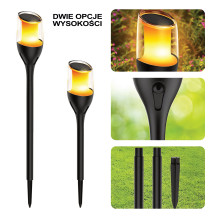 Lampa solarna ogrodowa LED pochodnia płomień SOL-08 WW