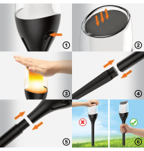 Lampa solarna ogrodowa LED pochodnia płomień SOL-08 WW