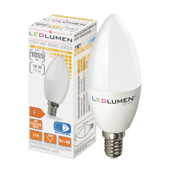 C37-AP E14 10W LED 1055lm 3000K WW